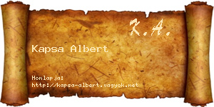 Kapsa Albert névjegykártya